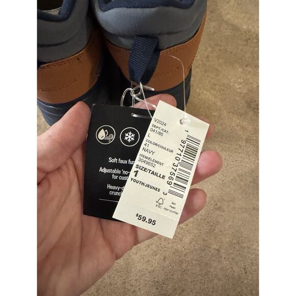 The Children’s Place Boys Winter Water Resistant Navy Snow Boots, Size 1 NWTs - Picture 10 of 13